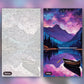 Moonlit Lake and Galaxy paint by numbers kit, before and after