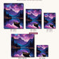 Moonlit Lake and Galaxy canvas sizes from 12 x 12 to 23.5 x 23.5 inches