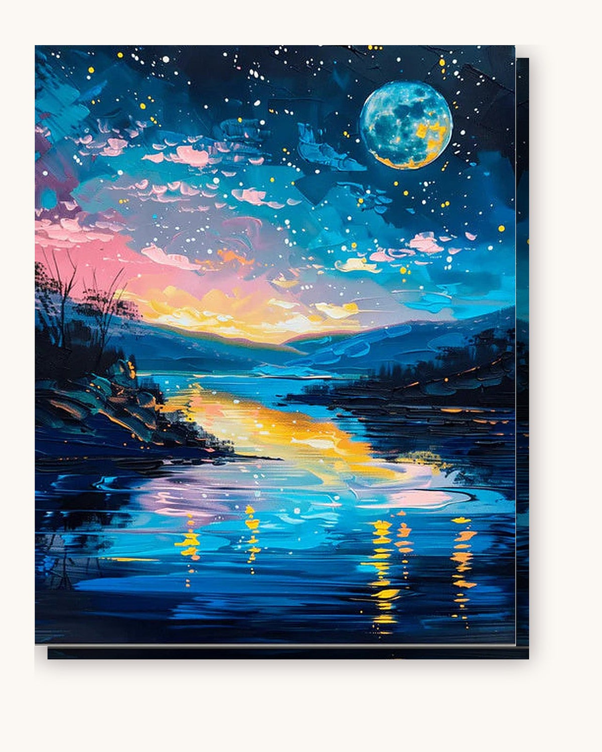 Moonlit Waters paint by numbers kit on stretched canvas