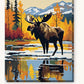 Moose by the Alaskan Lake paint by numbers kit on stretched canvas