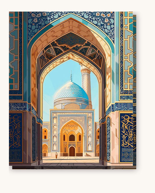 Majestic Mosque paint by numbers kit on stretched canvas