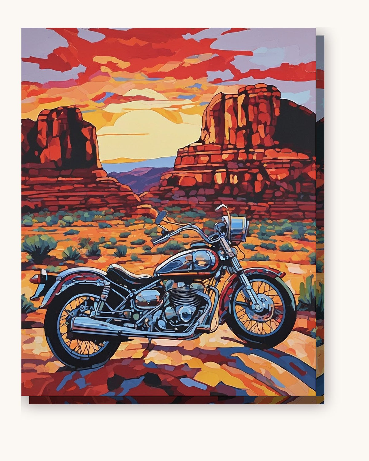 Motorcycle in Red Rock Country paint by numbers kit on stretched canvas