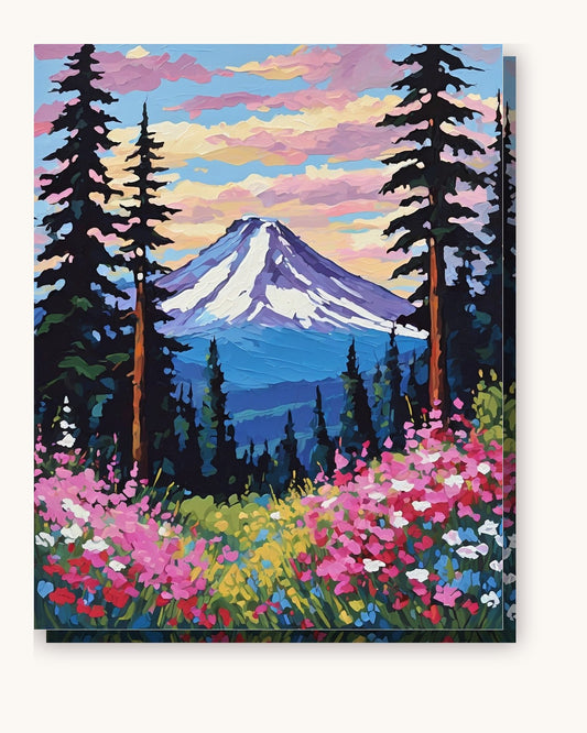 Mount Rainier Wildflower Meadow paint by numbers kit on stretched canvas