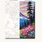 Mount Rainier Wildflower Meadow numbered canvas next to the finished painting