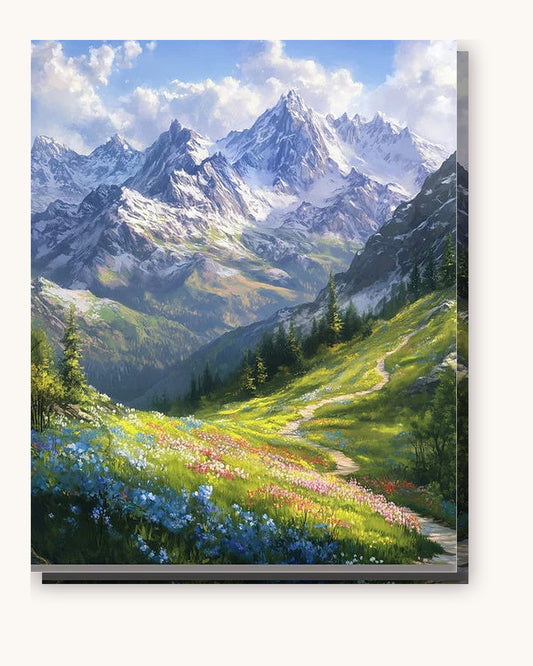 Alpine Journey paint by numbers kit on stretched canvas