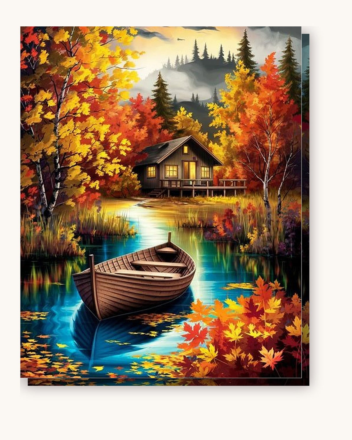 Misty Autumnal Peace paint by numbers kit on stretched canvas