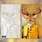 Artistic Mr Deer paint by numbers kit, before and after