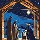 Nativity under the Star of Bethlehem paint by numbers kit, the Holy Family in a wooden stable at night