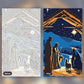 Nativity under the Star of Bethlehem paint by numbers kit, before and after