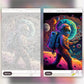 Neon Galaxy paint by numbers kit, before and after