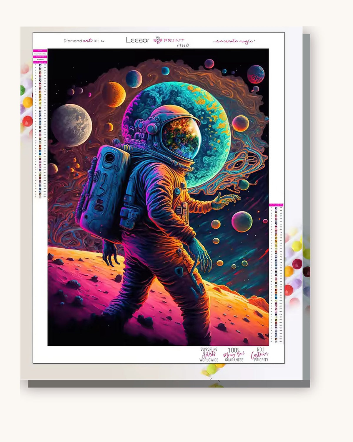 Neon Galaxy paint by numbers kit on stretched canvas