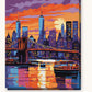 New York Skyline and Bridge at Dusk paint by numbers kit on stretched canvas
