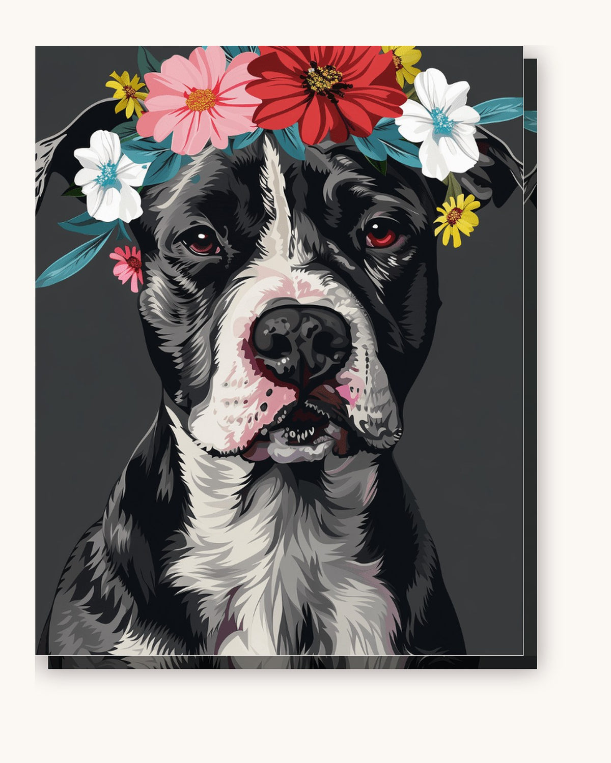 Noble Pitbull paint by numbers kit on stretched canvas