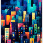 Urban Nocturne vibrant cityscape painting by numbers kit featuring a colorful night city scene.