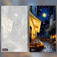 Nocturne Bistro Lights paint by numbers kit, before and after