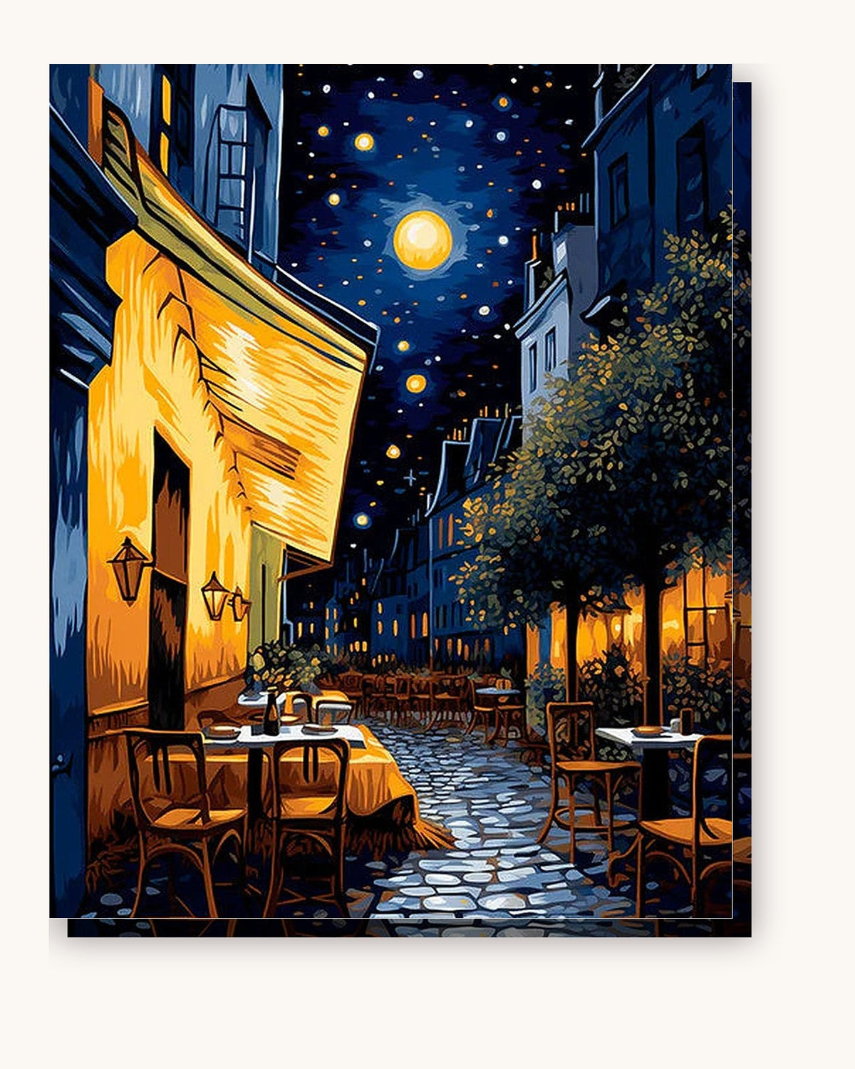 Nocturne Bistro Lights paint by numbers kit on stretched canvas