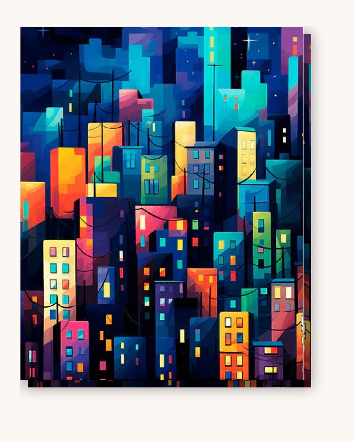 Urban Nocturne paint by numbers kit on stretched canvas
