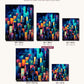 City of Night Glow canvas sizes from 12 x 12 to 23.5 x 23.5 inches