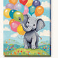 Nursery Baby Elephant with Balloons paint by numbers kit on stretched canvas