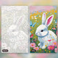 Nursery Bunny in a Flower Meadow paint by numbers kit, before and after