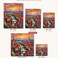 Old Town Rooftops at Sunset canvas sizes from 12 x 12 to 23.5 x 23.5 inches