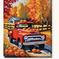 Old Truck with Pumpkins paint by numbers kit on stretched canvas