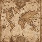 Old World Map paint by numbers kit, sepia world map on parchment with two compass roses and sailing ships