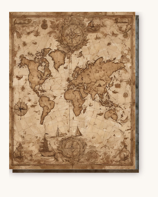Old World Map paint by numbers kit on stretched canvas