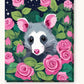 Opossum Among the Roses paint by numbers kit on stretched canvas