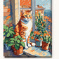 Orange Cat on the Windowsill paint by numbers kit on stretched canvas
