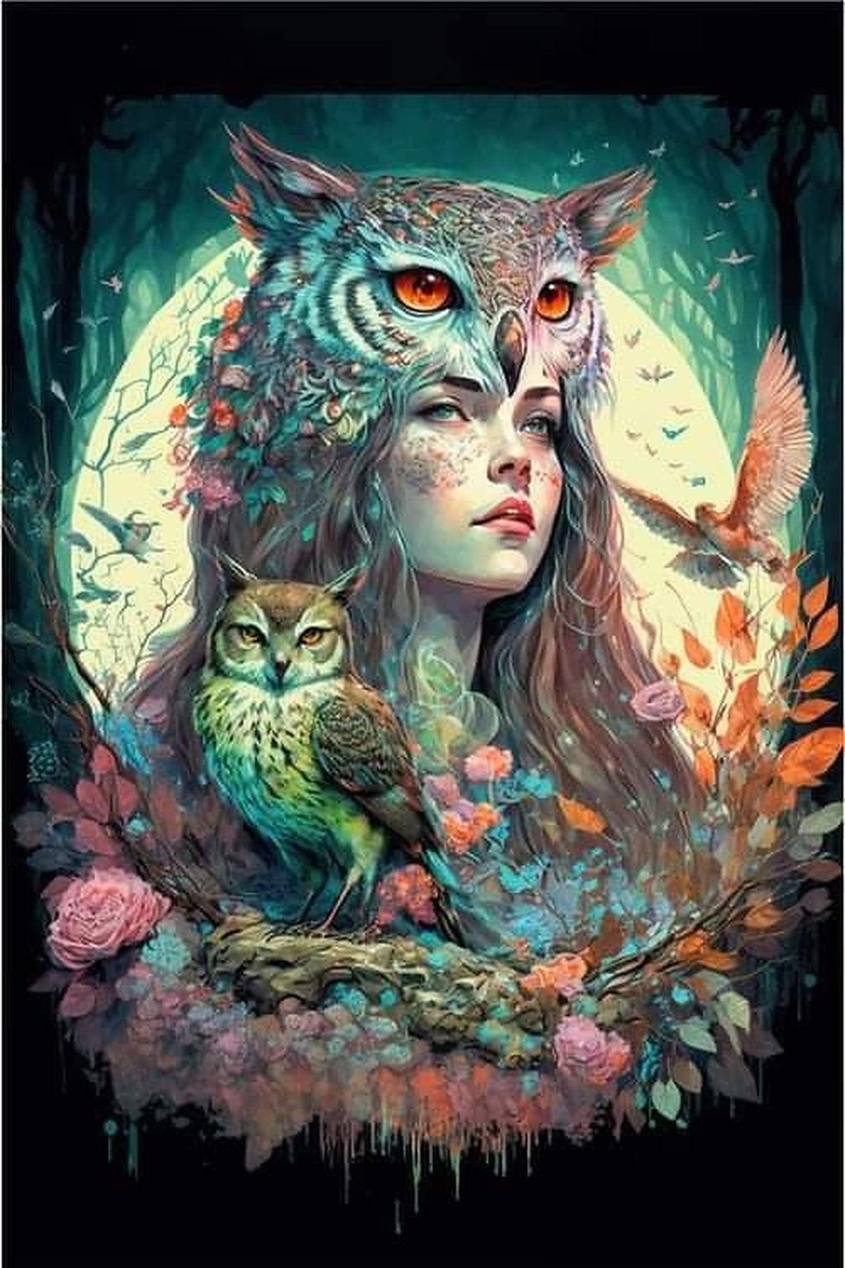 Owl Mistress Painting by Numbers Premium Kit