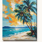 Palm Trees on a Turquoise Beach paint by numbers kit on stretched canvas