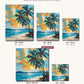 Palm Trees on a Turquoise Beach canvas sizes from 12 x 12 to 23.5 x 23.5 inches