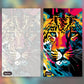 Panthera Eyes paint by numbers kit, before and after