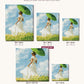 Parasol-Clad Lady canvas sizes from 12 x 12 to 23.5 x 23.5 inches