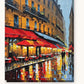 Paris Cafe Street in the Rain paint by numbers kit on stretched canvas