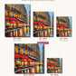 Paris Cafe Street in the Rain canvas sizes from 12 x 12 to 23.5 x 23.5 inches