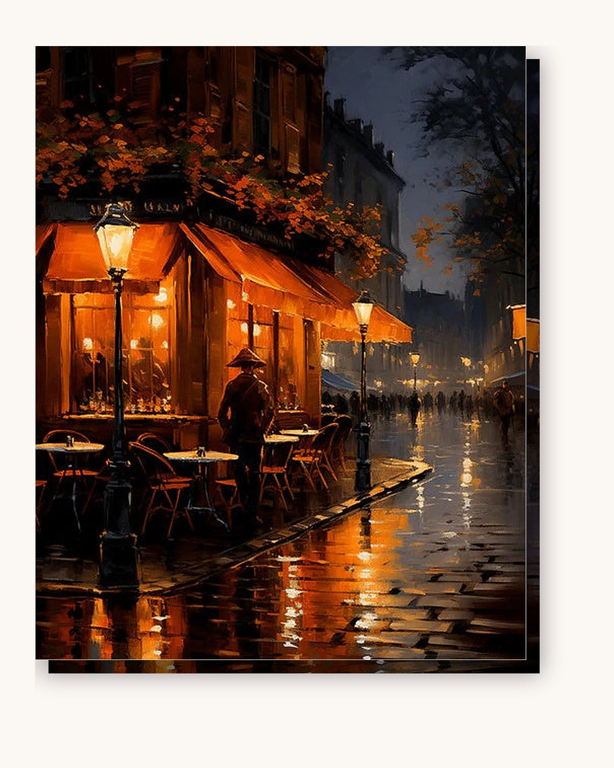 Rainlit Paris paint by numbers kit on stretched canvas