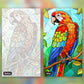 Parrot in Mosaic paint by numbers kit, before and after