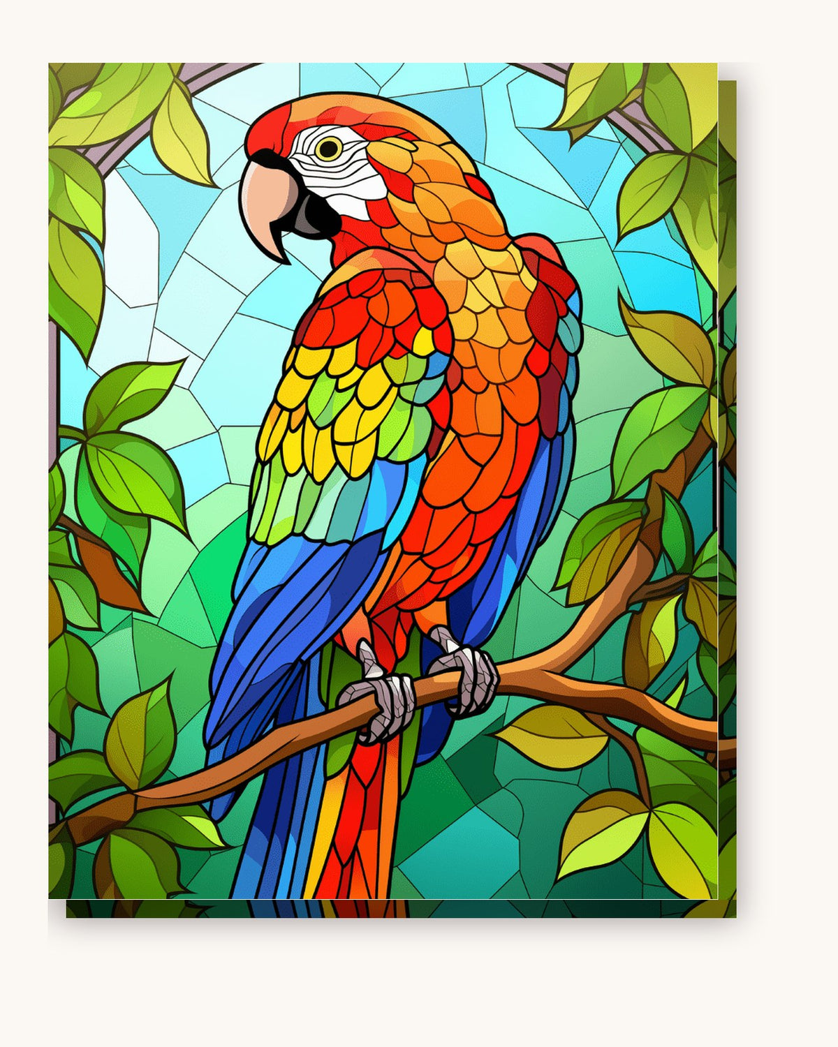 Parrot in Mosaic paint by numbers kit on stretched canvas