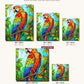 Parrot in Mosaic canvas sizes from 12 x 12 to 23.5 x 23.5 inches