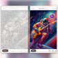 Party in Space paint by numbers kit, before and after