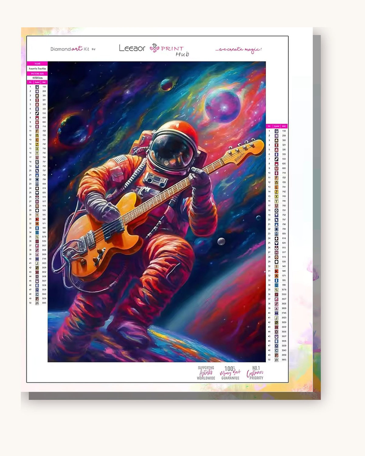 Party in Space paint by numbers kit on stretched canvas