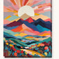 Pastel Mountains Under a Pale Sun paint by numbers kit on stretched canvas