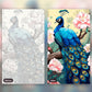 Peacock's Elegance paint by numbers kit, before and after