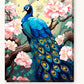 Peacock's Elegance paint by numbers kit on stretched canvas