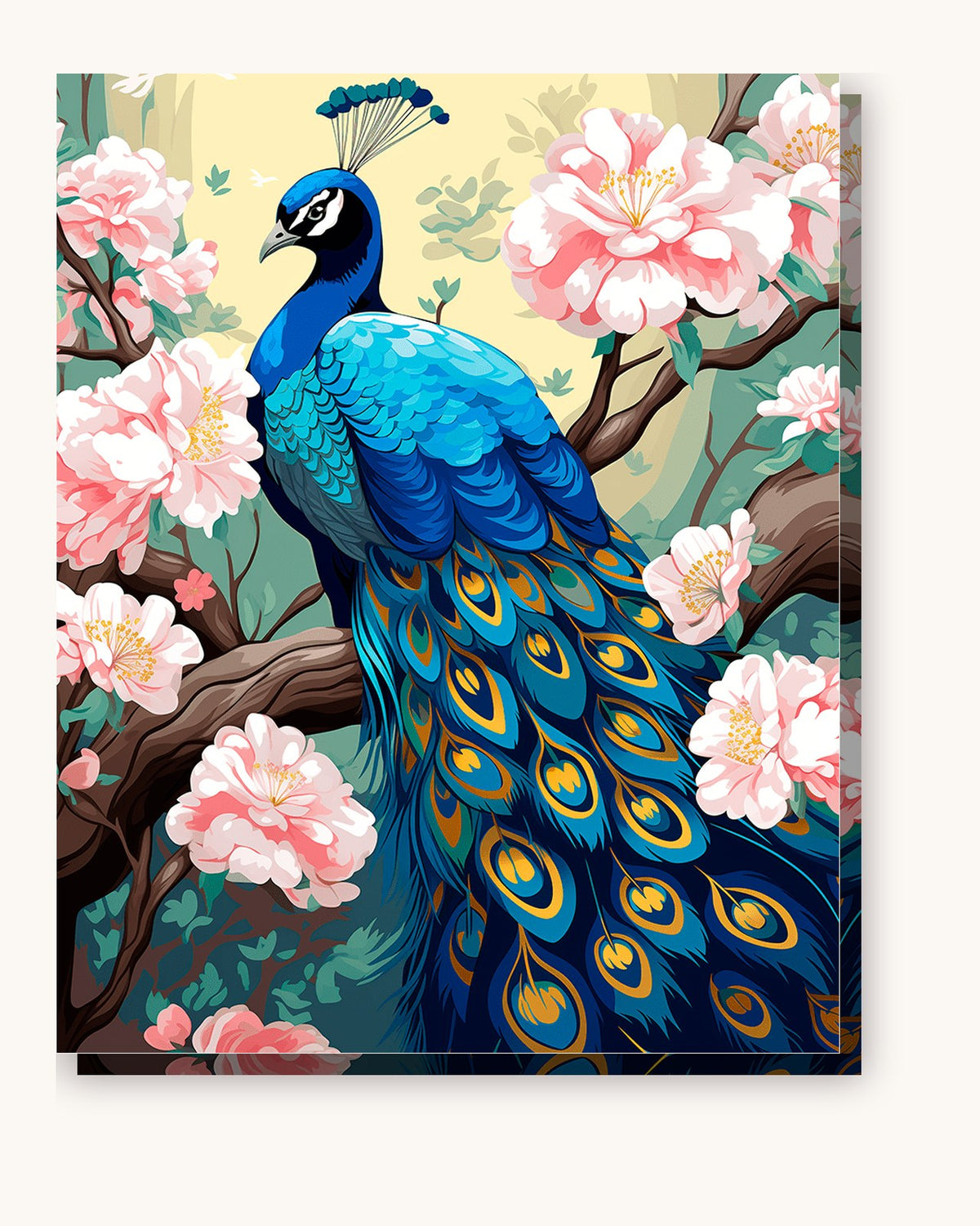 Peacock's Elegance paint by numbers kit on stretched canvas