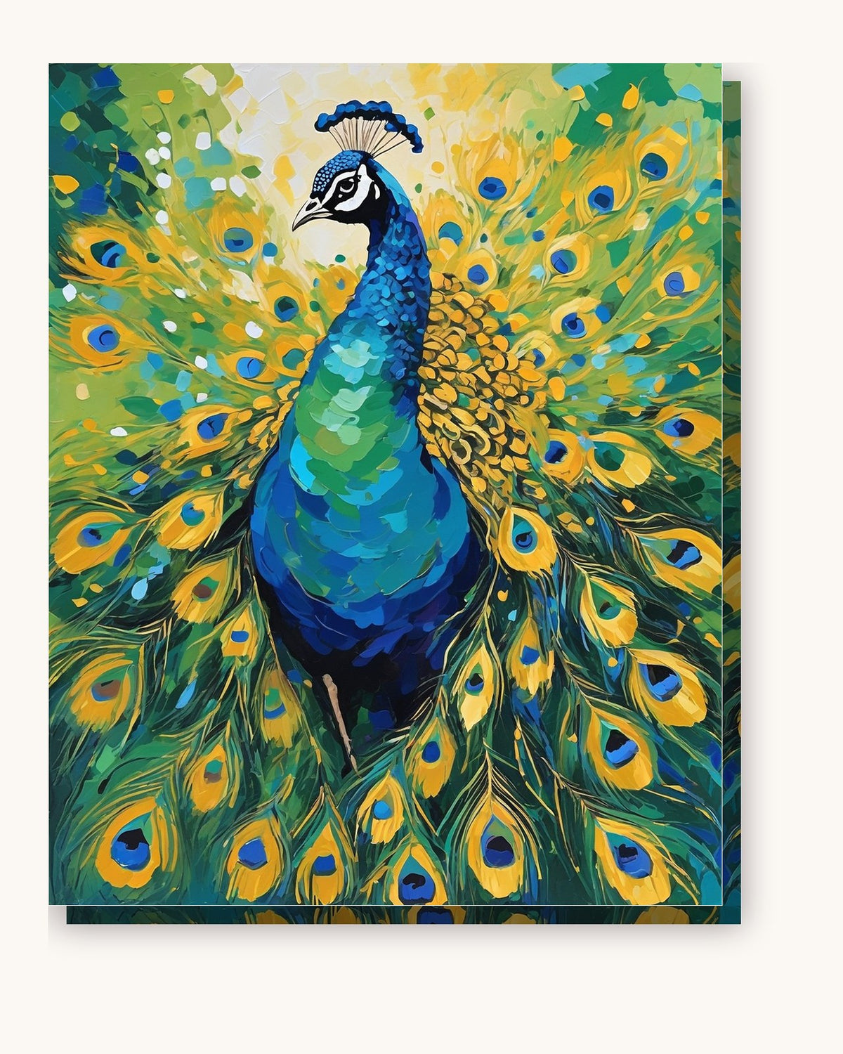 Peacock with Open Feathers paint by numbers kit on stretched canvas