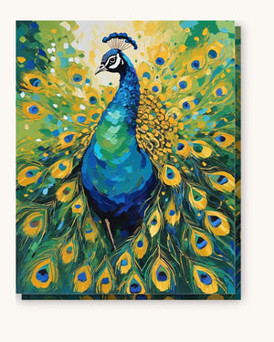 Peacock with Open Feathers paint by numbers kit on stretched canvas