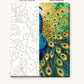 Peacock with Open Feathers numbered canvas next to the finished painting